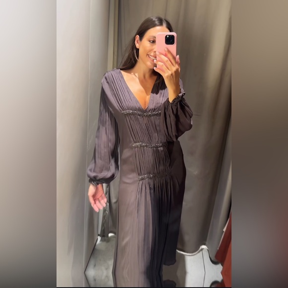 ZARA BEADED EMBROIDERED ZW COLLECTION DRESS - Picture 2 of 9